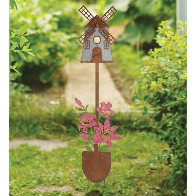 Rustic Birdhouse Stake - Windmill