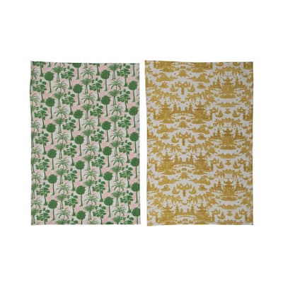 Cotton Printed Tea Towels with Pattern - 28" x 18 "