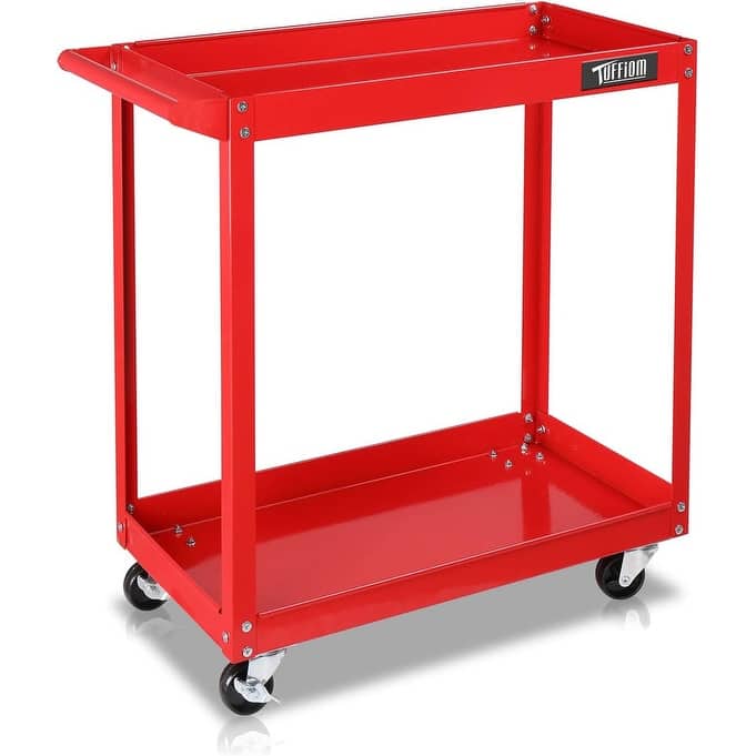 2/3 Tier Rolling Tool Cart 220 LBS Capacity Industrial Service Cart w/Wheels - 28.5"D x 14.2"W x 29.1"H