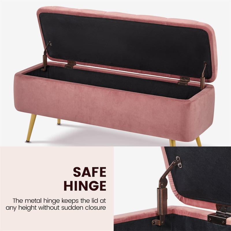 Yaheetech Modern Upholstered Ottoman Footstool Bench with Storage - 42.7"×14.6"×19"