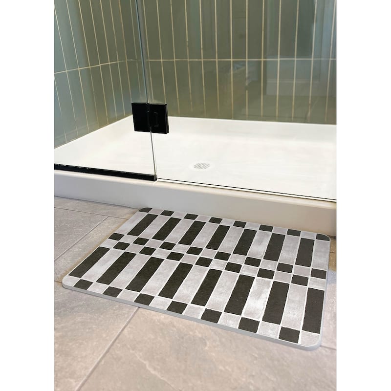 FloorPops Checker Black Stone Quick Drying Mat