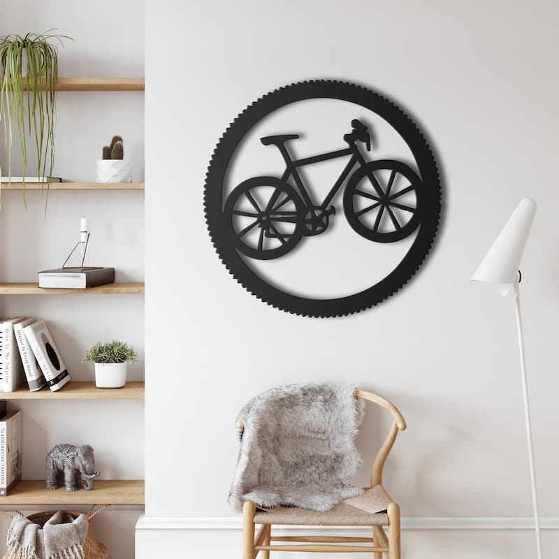 Bicycle Metal Wall Decor for Home and Outside - Wall-Mounted Geometric Wall Art Decor - 18X18