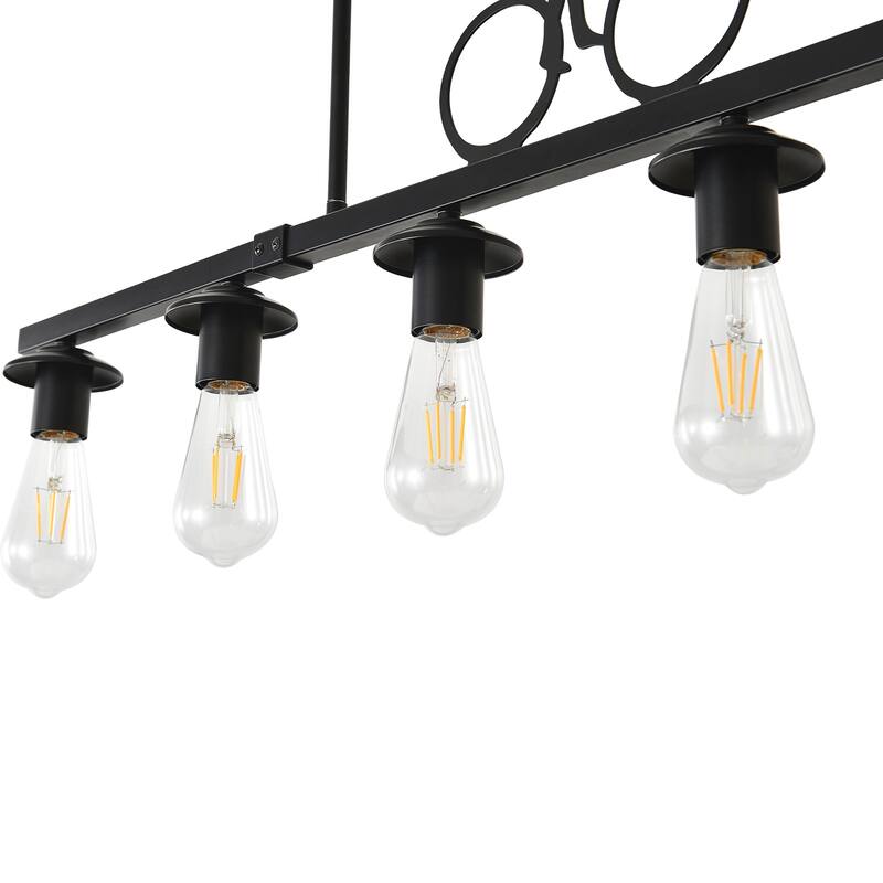 6 - Light Dimmable Kitchen Island Modern Linear Chandelier - Matte Black