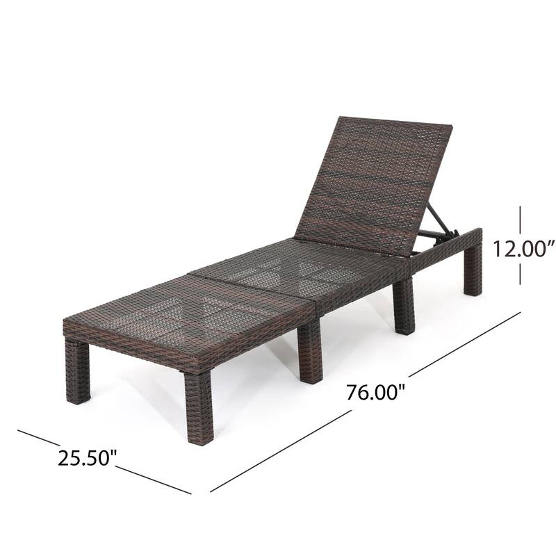 Outdoor Wicker Reclining Chair with Adjustable Backrest, Patio Chair Weather-Resistant Chaise Lounge Chair