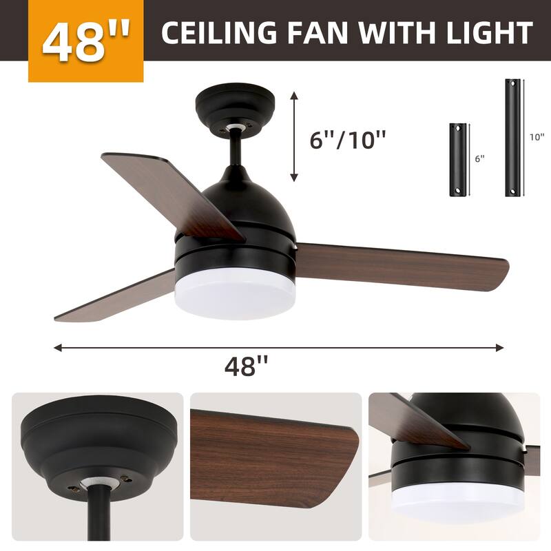 Wood Colour Straight Blade Ceiling Fan Light