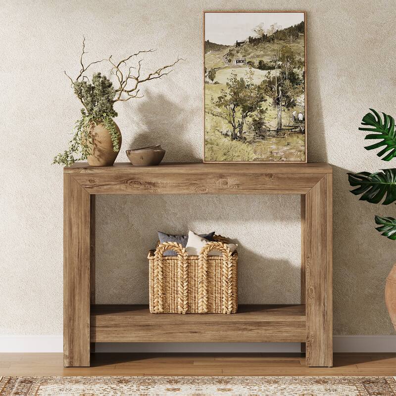 41'' Industrial Dual-Tone Console Sofa Table with Storage for Entryway