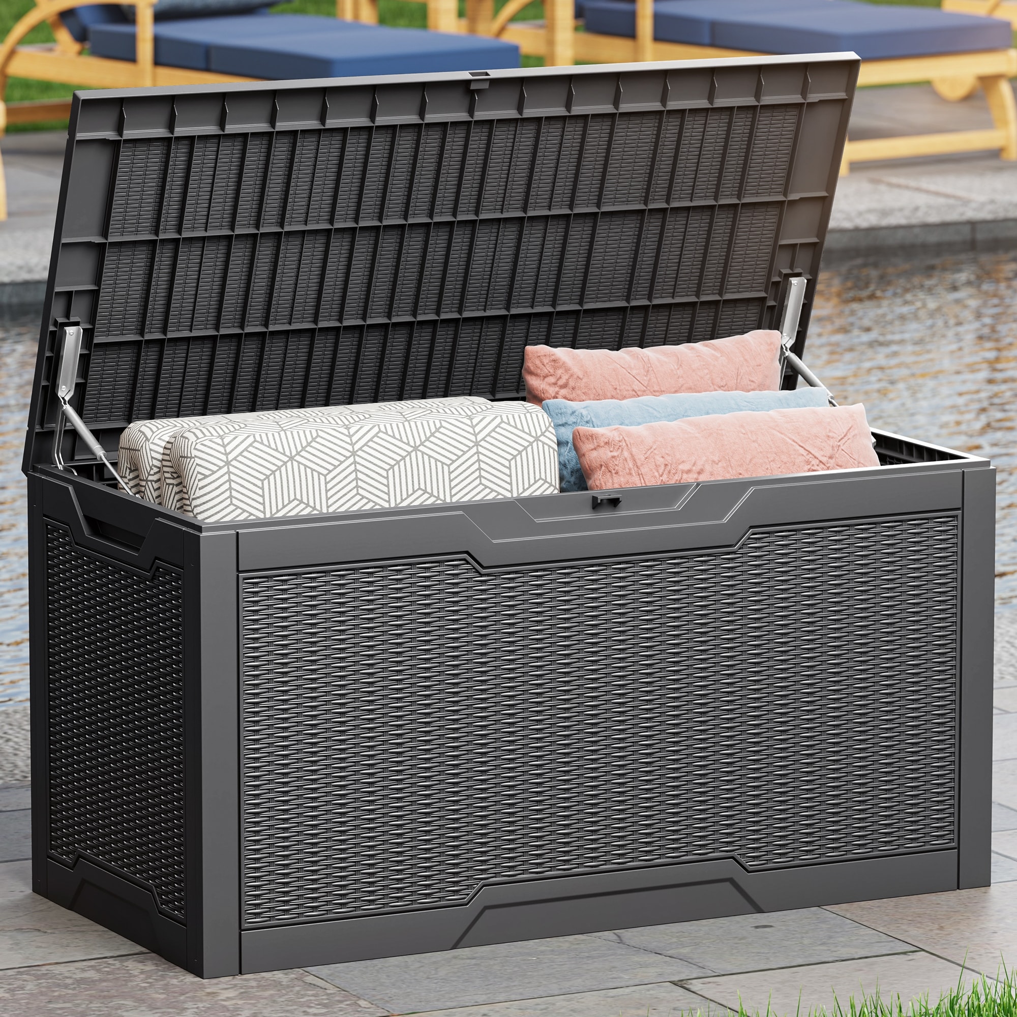 Moasis 100 Gallon (380L) Large Capacity Outdoor Storage Cabinet Weather Resistant Locking Deck Box