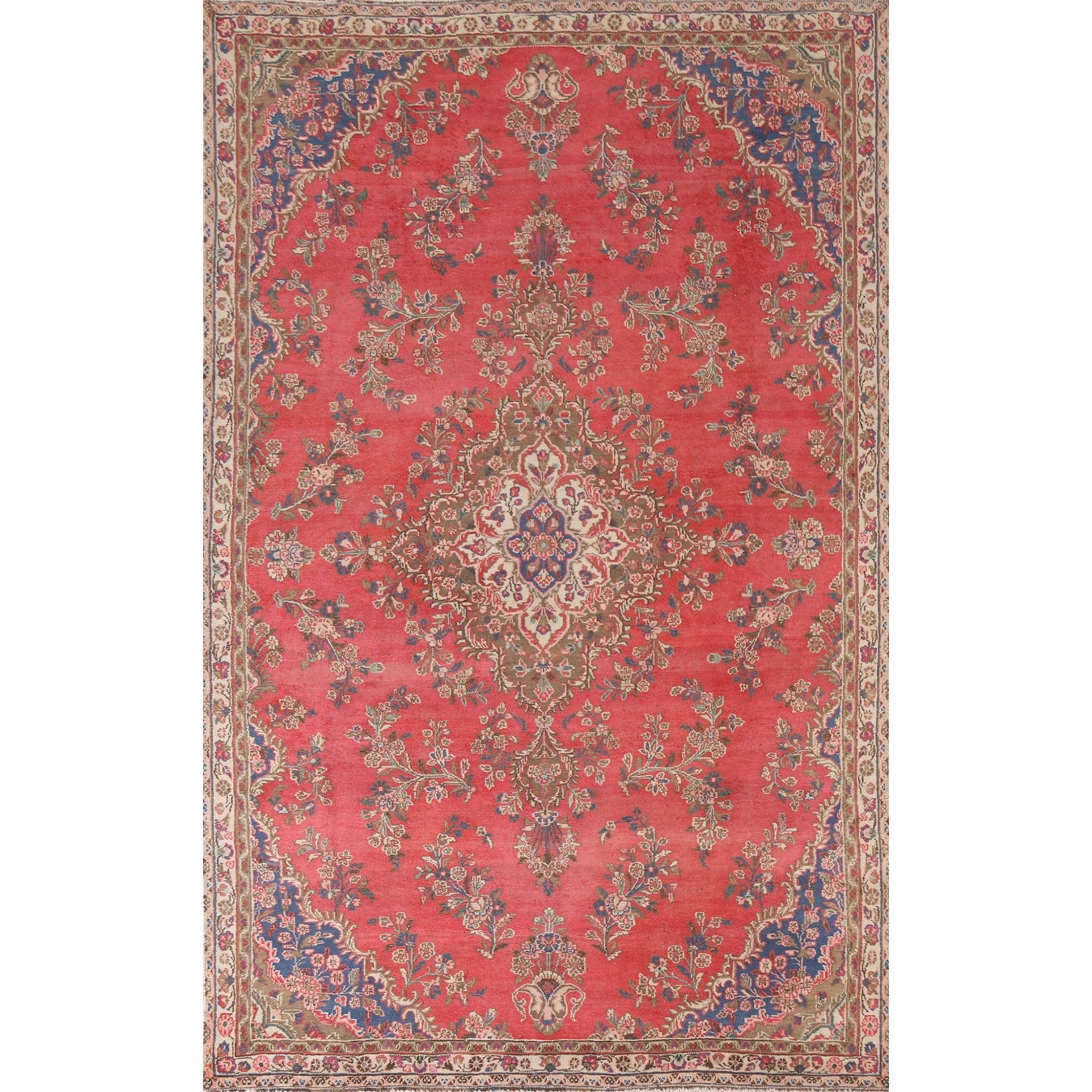 Hand Knotted Oriental 100% Wool Carpet Traditional Floral Pink Hamedan Area Rug - 9' 9'' X 6' 6''