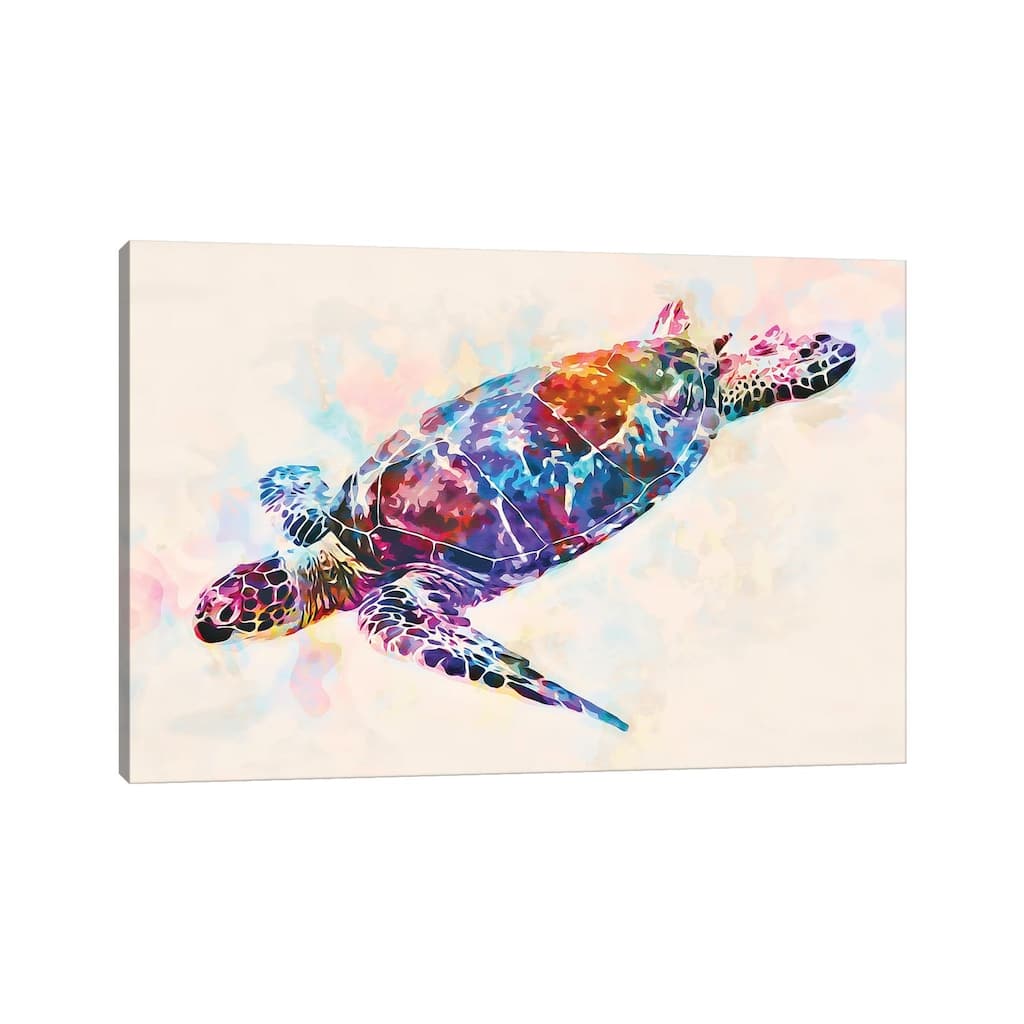 iCanvas "Watercolor Colorful Hawaiian Sea Turtle I" by Christine Zalewski Canvas Print