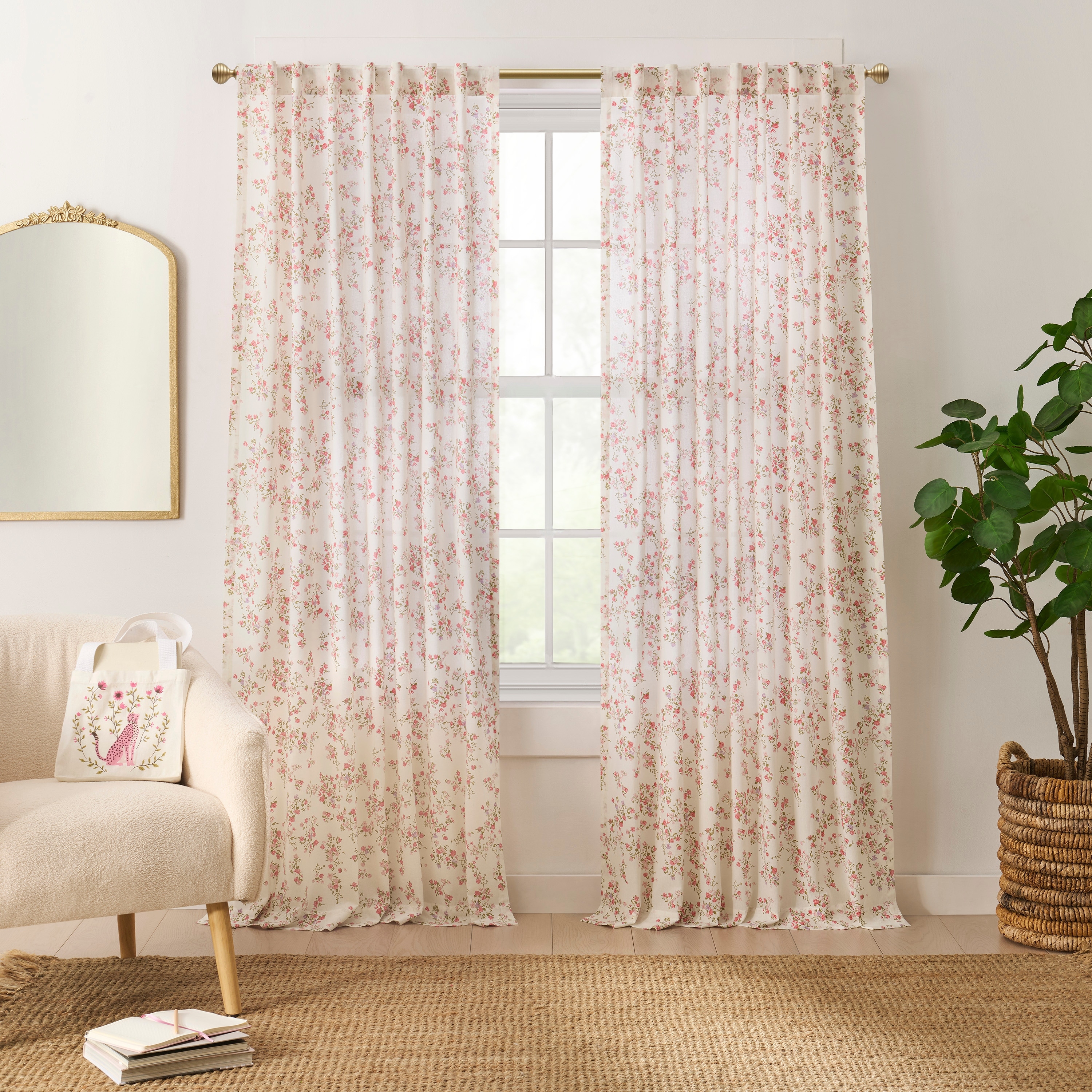 Peri Home Confetti Floral Curtain Panel Pair and Tote Bag Set