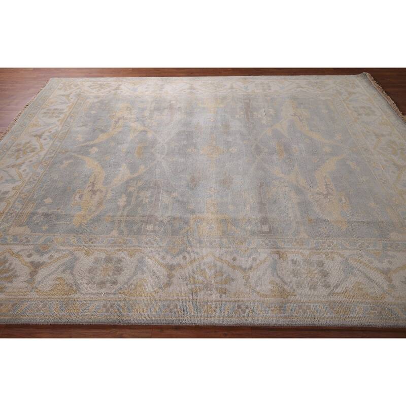 Gray Oushak Indian Area Rug Handmade Wool Carpet - 8'0"x 9'7"