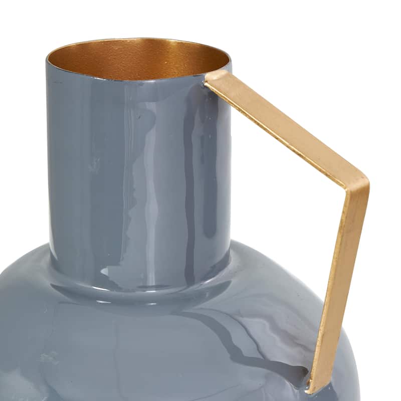 CosmoLiving by Cosmopolitan Metal Enameled Abstract Vase with Varying Shapes and Geometric Gold Handles (Set of 3)