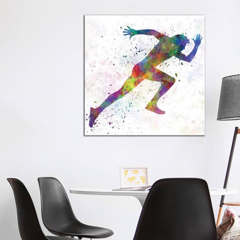 iCanvas "Man Running Sprinting Jogging I" by Paul Rommer Canvas Print - 37x37x1.5