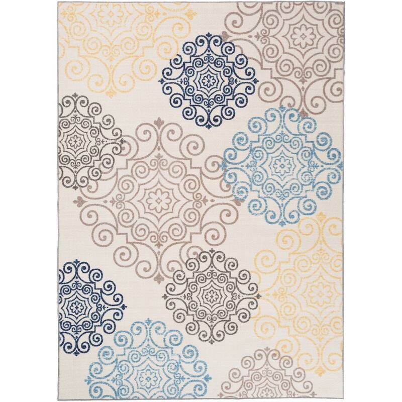 World Rug Gallery Modern Floral Swirl Design Non-Slip Area Rug