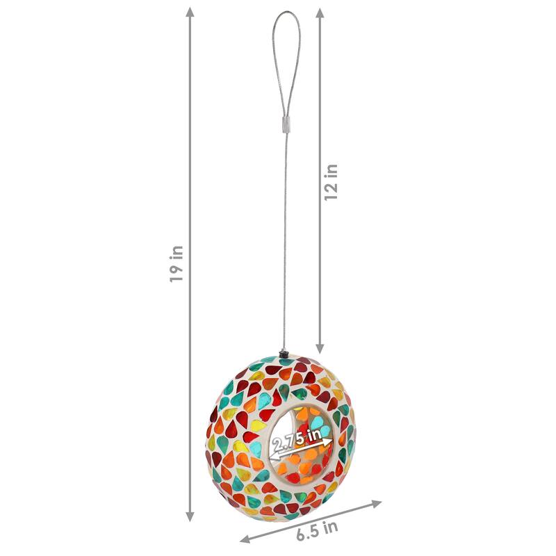 Outdoor Hanging Bird Feeder Blue Mosaic Fly-Through Design - 6"