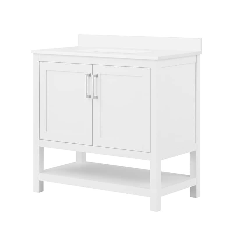 Ove Decors Vegas 36" Bathroom Vanity Combo w/ Top and Backslplash, White