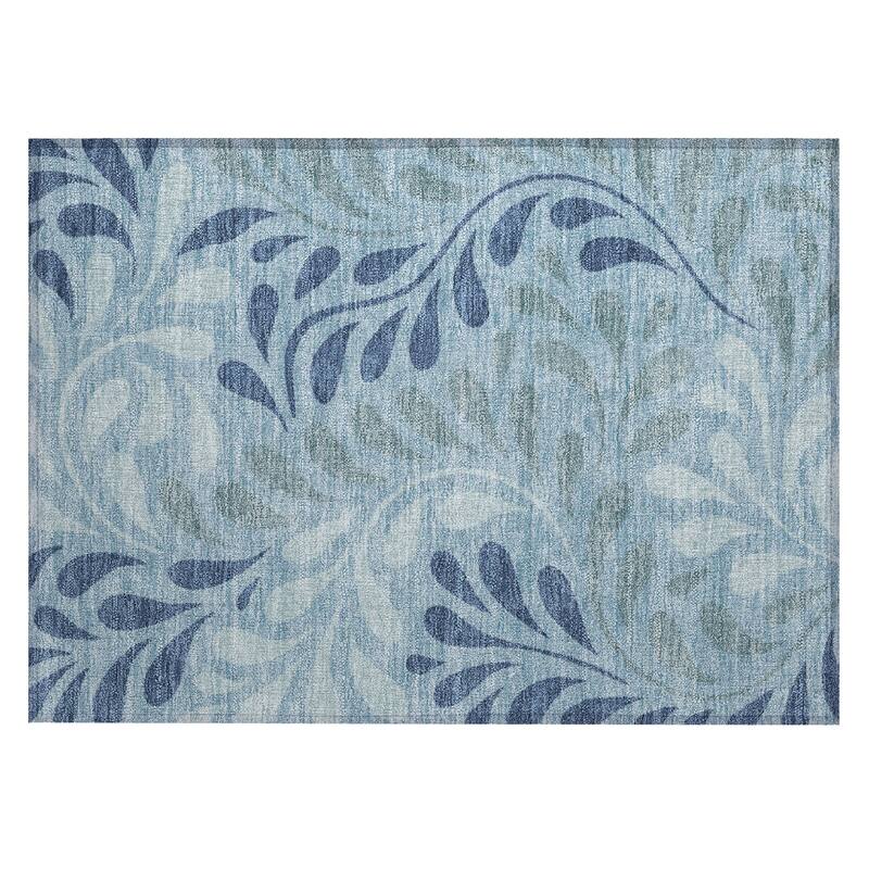 Machine Washable Indoor/ Outdoor Floral Arabesque Chantille Rug