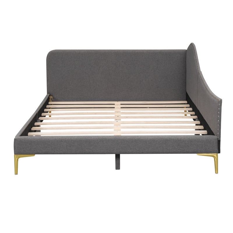 Full Daybed with Linen Upholstered,Sturdy Bed Frame and Support Legs
