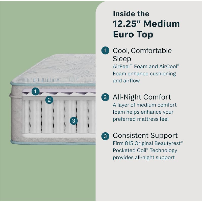 BeautySleep Slumberscape 12.25" Medium Euro Top Mattress