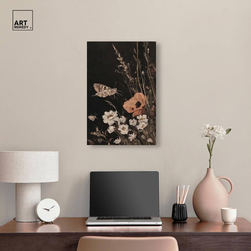 Poppy and Moth II Canvas by Art Remedy, Gallery Wrapped