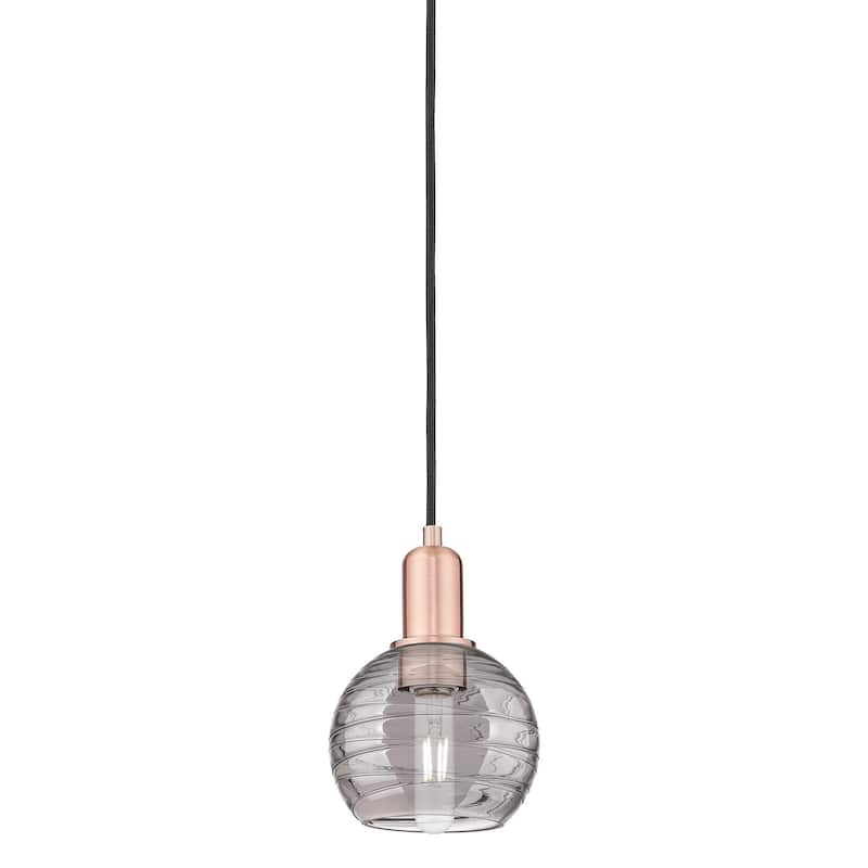 Innovations Lighting 716-1P-8-6 Athens Deco Swirl Pendant Athens Deco - Antique Copper / Light Smoke Deco Swirl