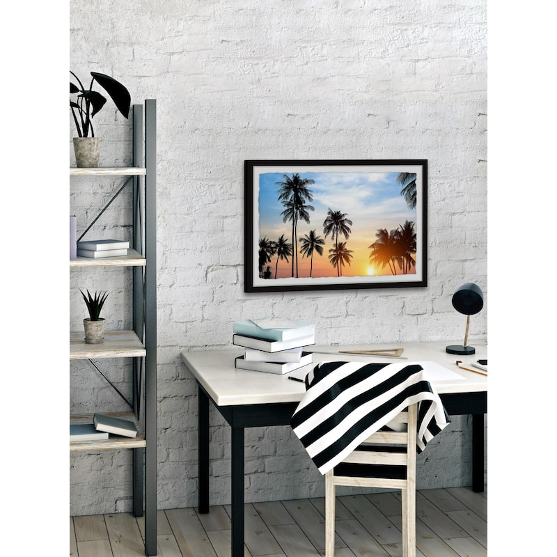 'Tropical Summer Sunset' Framed Painting Print