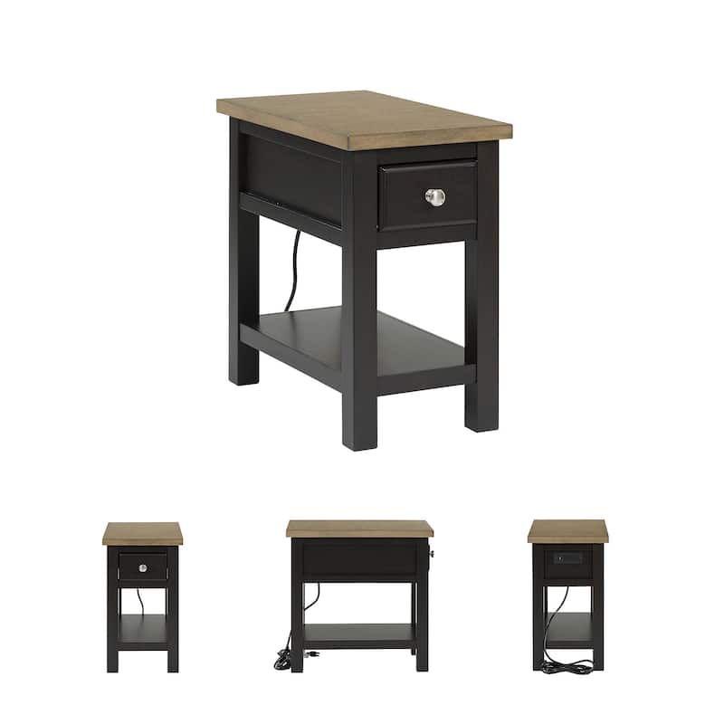 Signature Design by Ashley Drazmine Dark Brown/Light Brown Chair Side End Table - 14" W x 24.13" D x 24" H