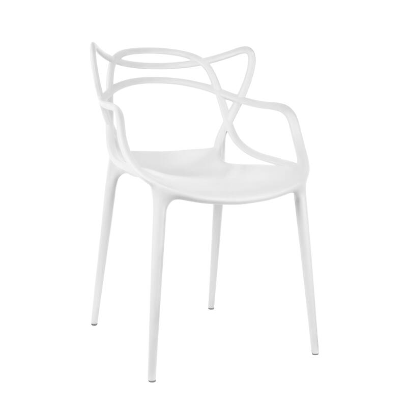 Modern Stackable Geometric Molded Stacking Chairs Dining Armchairs Indoor Outdoor Patio Work Office Kitchen (Set of 2)