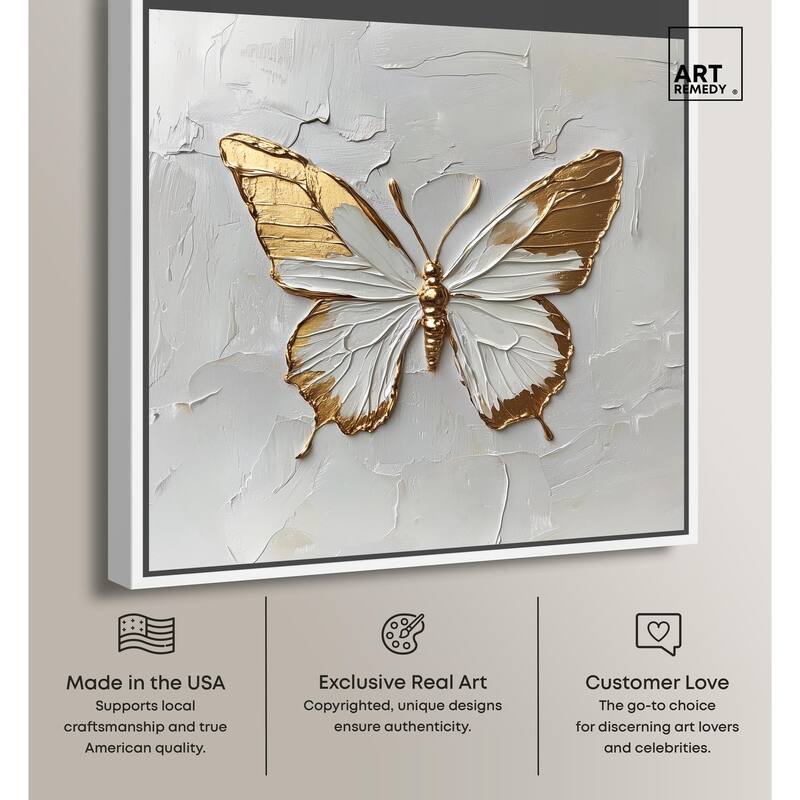 Simple Golden Butterfly Canvas by Art Remedy