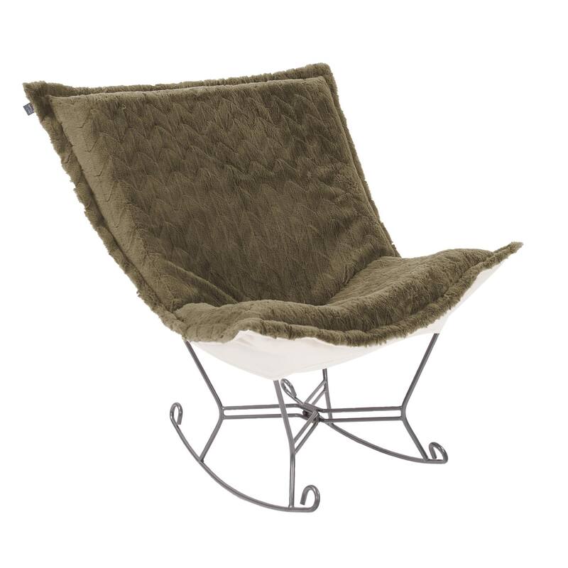 Allan Andrews Scroll Puff Rocker with Titanium Frame, Angora Collection