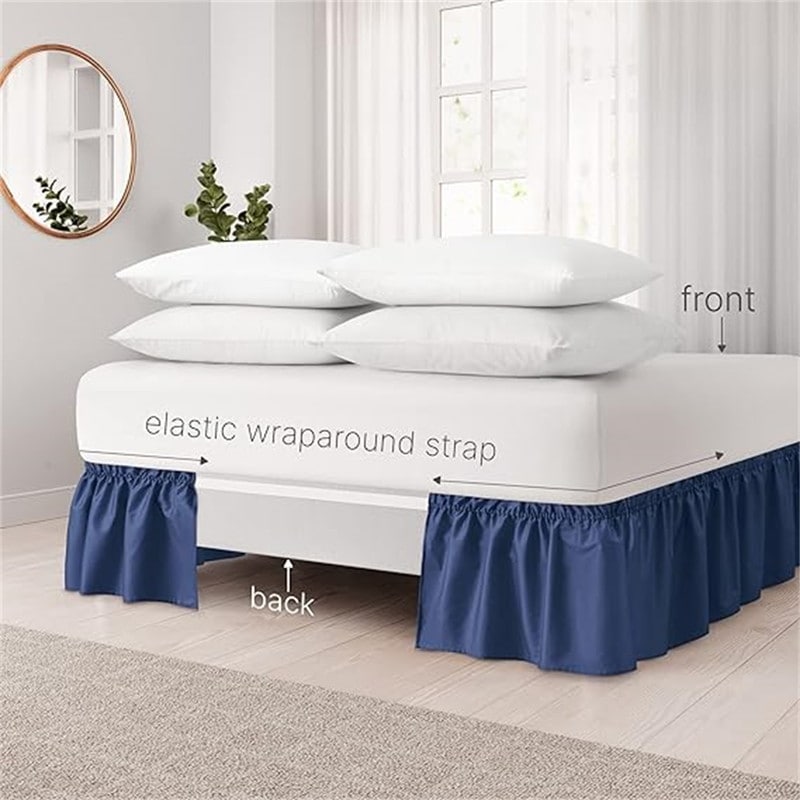 Navy pleated 2025 bed skirt