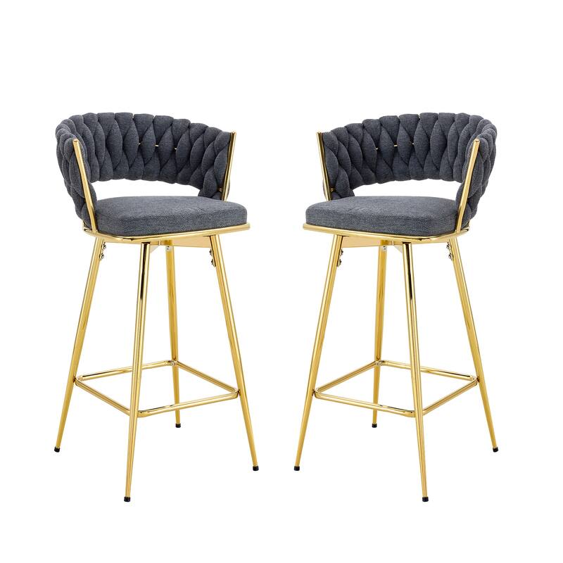 Two Sets Of Swivel Bar Stools - Dark Grey
