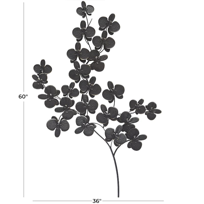Metal Floral Orchid Home Wall Decor with Stem - Black or Gold - CosmoLiving by Cosmopolitan