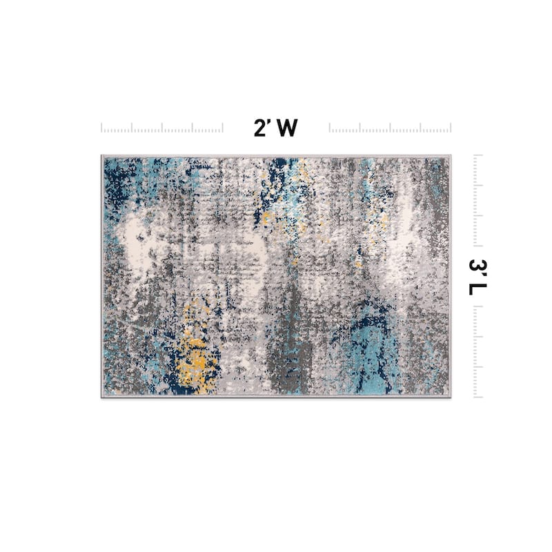 World Rug Gallery Geneva Contemporary Distressed Absract Area Rug