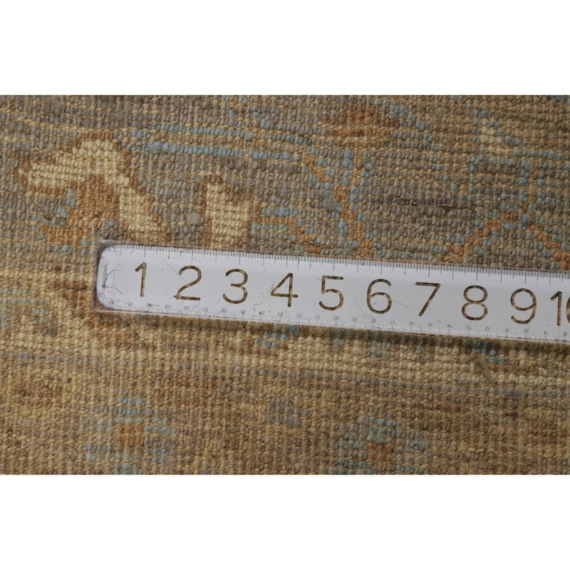 Hand Knotted Oriental 100% Wool Carpet Transitional All-Over Navy Blue & Blues Oushak Area Rug - 11' 11'' X 8' 11''