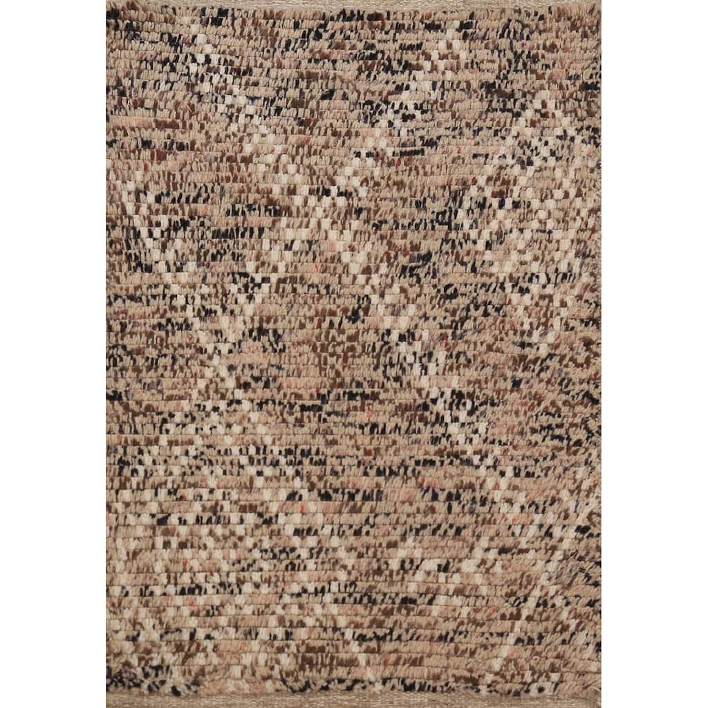 Moroccan Oriental Foyer Rug Handmade Beige Wool Carpet - 2'0"x 3'0"