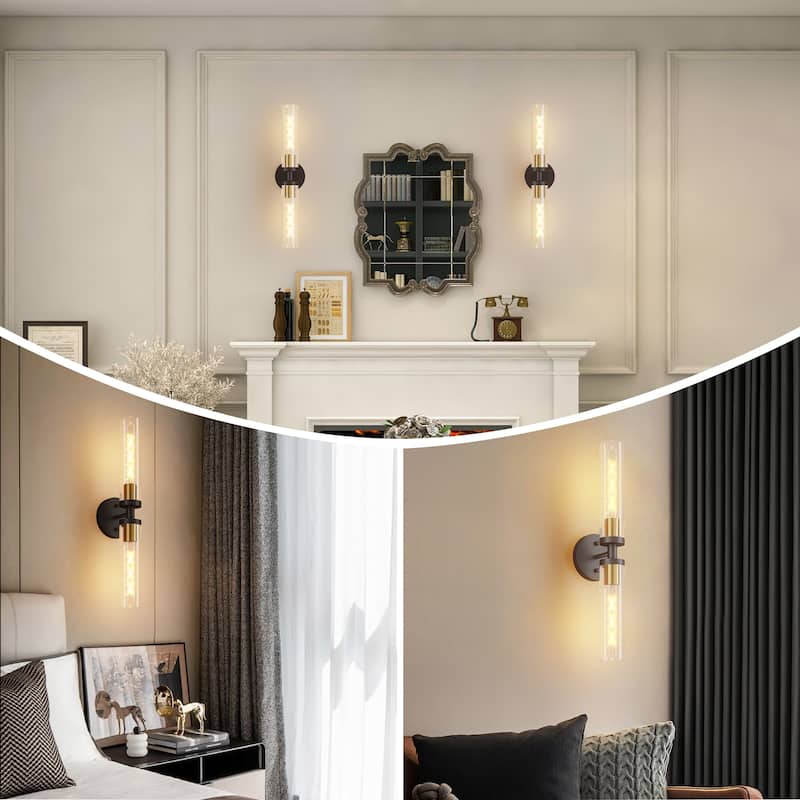 Black and Gold Wall Sconces Set of 2
