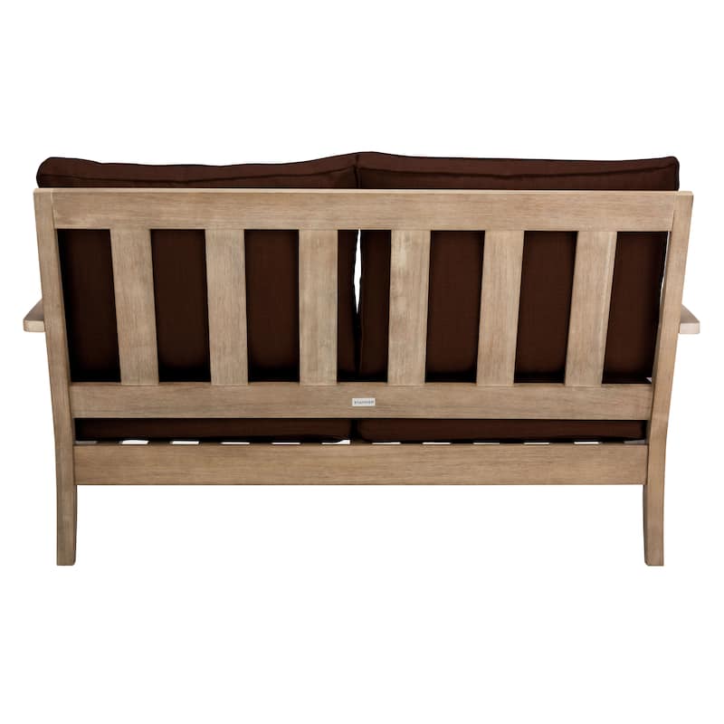 SAFAVIEH Couture Martinique Wood Patio Loveseat - 56"W x 35"D x 32"H