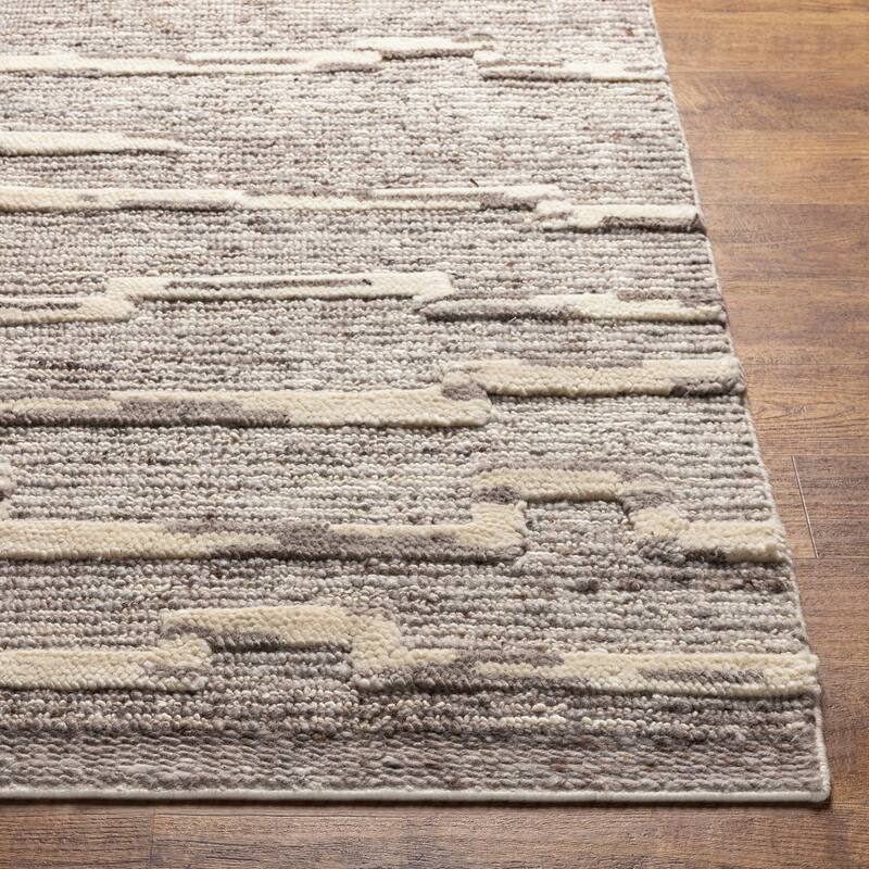 Merryn Handmade Abstract Striped Wool Area Rug.