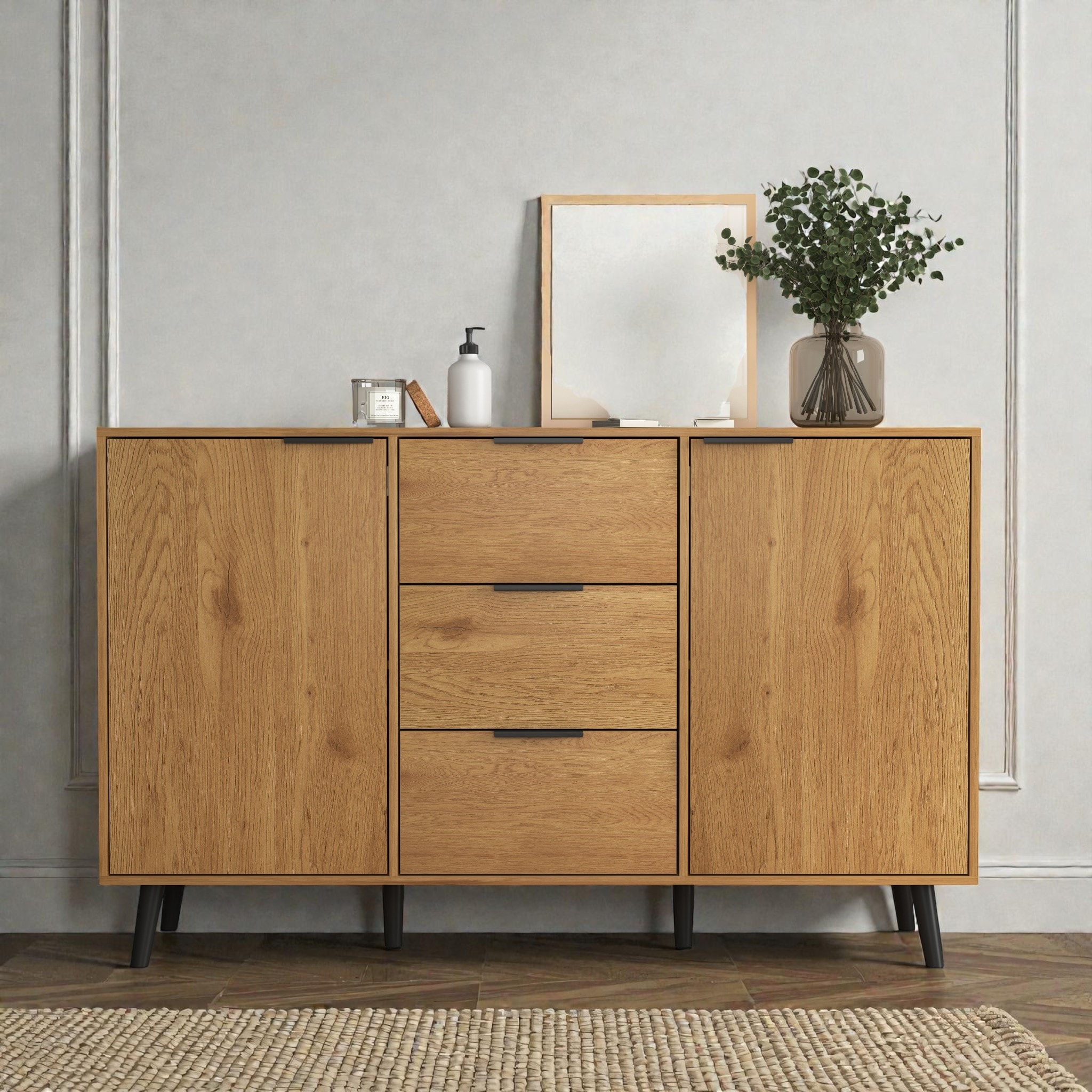 47.2" Kitchen Buffet Sideboard Cabinet with Storage, Coffee Bar Cabinet with 3 Drawers and 2 Doors for Dining Room