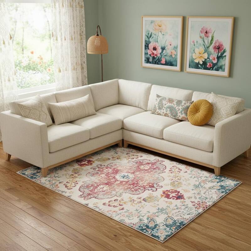 HomeRoots Medallion Traditional Rectangle Area Rug - 8' X 10'