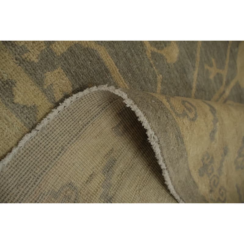 Hand Knotted Oriental 100% Wool Carpet Transitional Floral Greys & Charcoal Khotan Area Rug - 9' 9'' X 8' 3''