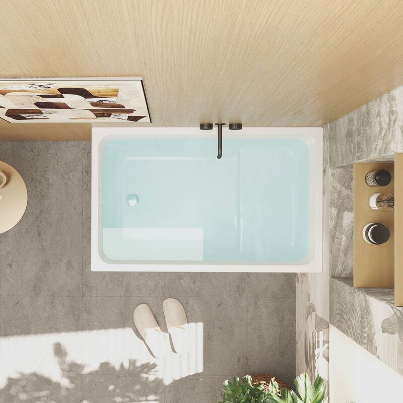 GDFStudio - Alistair Compact Freestanding Soaking Bathtub with Supportive Built-In Seat