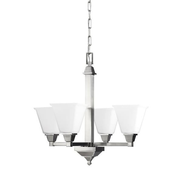 Sea Gull Lighting 3150404-962 Denhelm Glass 4-Light Chandelier Nickel Finish - nickel finish