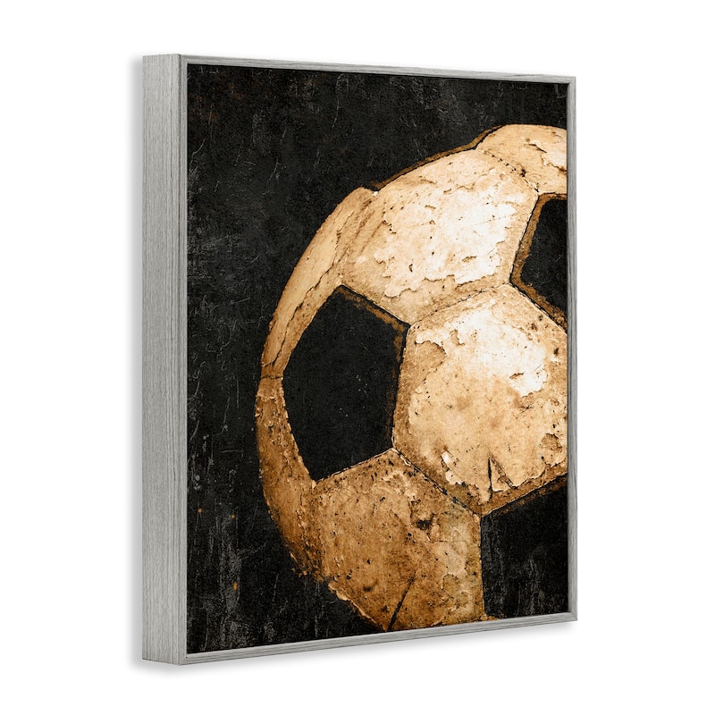 Stupell Vintage Soccer Ball Closeup Framed Giclee Art Design By Kim Allen