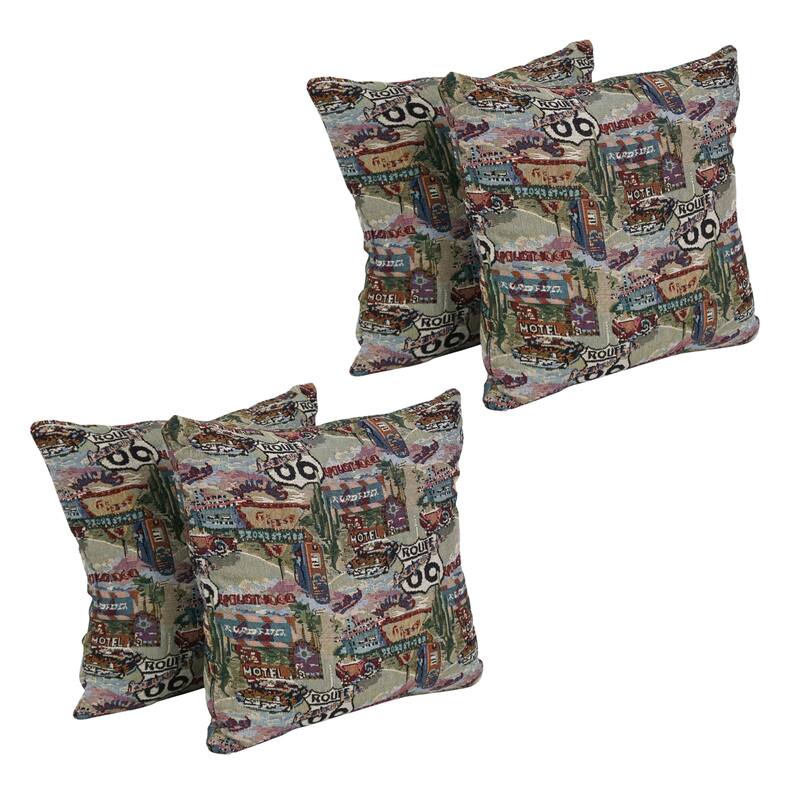 17-inch Tapestry Throw Pillows (Set of 1, 2,or 4) - Set of 4 - Route 66
