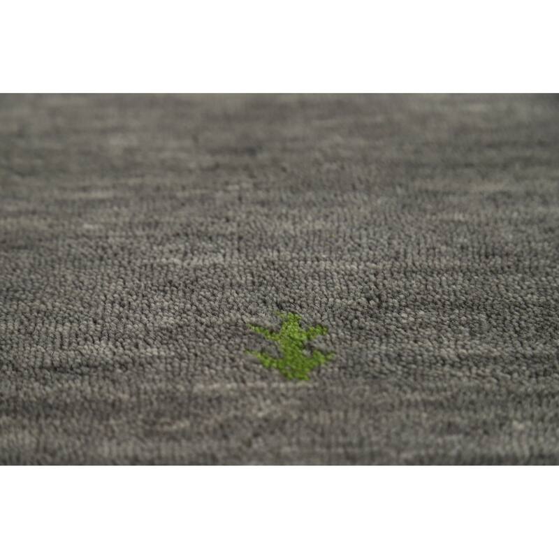Hand Knotted Oriental 100% Wool Carpet Tribal Tribal Greys & Charcoal Gabbeh Area Rug - 4' 11'' X 3' 0''
