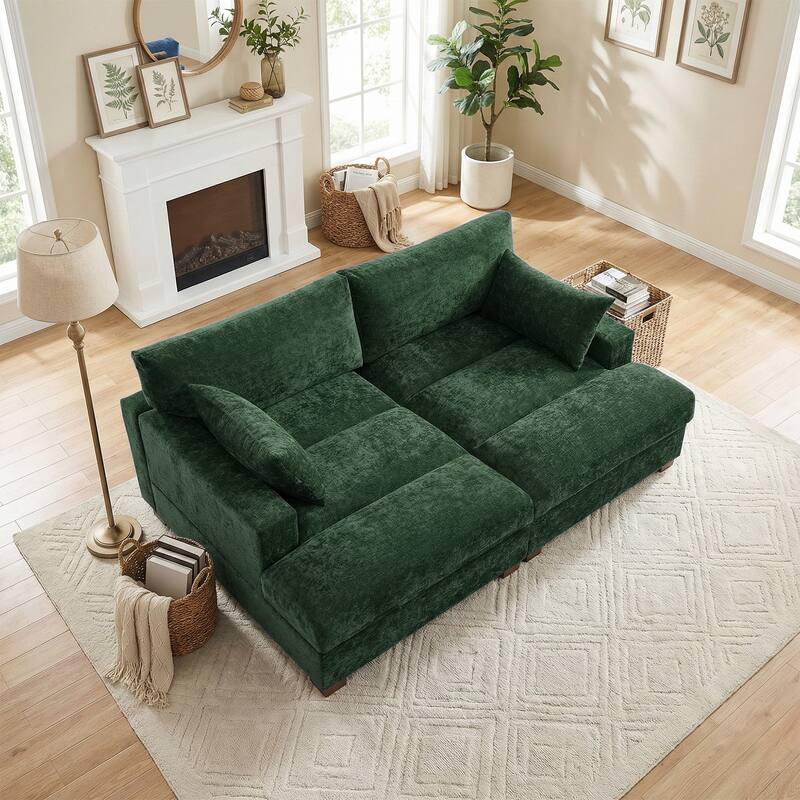 82.5"W Chenille Upholstered Sectional Modular Sofa With Chaise