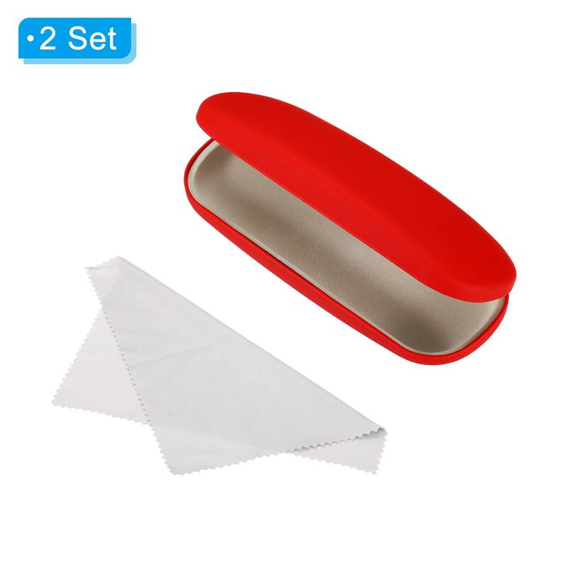 Glasses Case Hard Shell, 2 Pack Eyeglass Case Hard for Women Men Glasses, Red