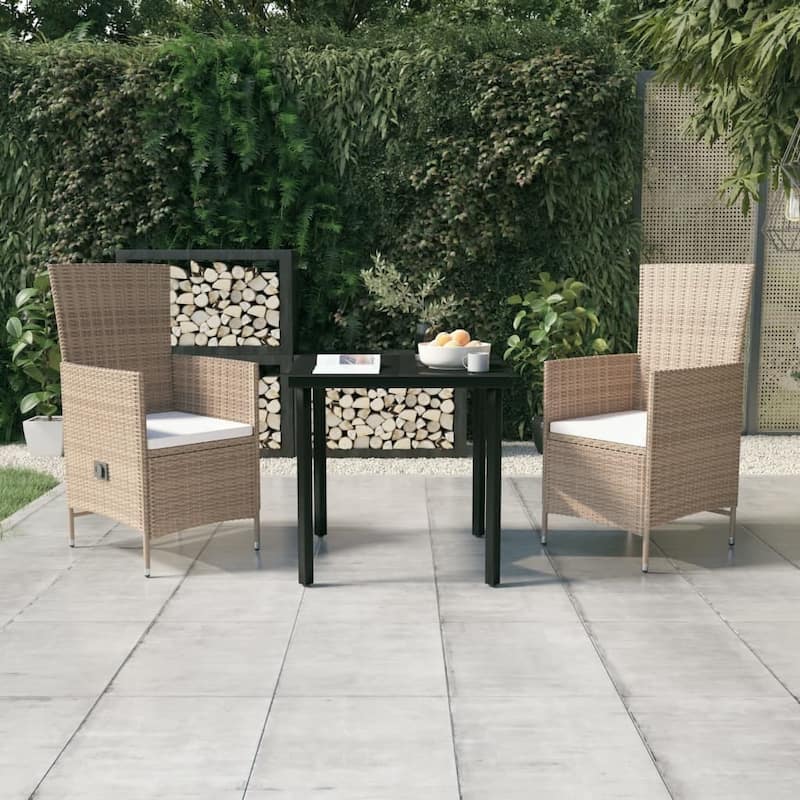 vidaXL Patio Dining Set 3/5/7 Piece Multi Colors 31.5"/55.1" Table Length - Beige 31.5" x 31.5" x 29.1" 3 Piece